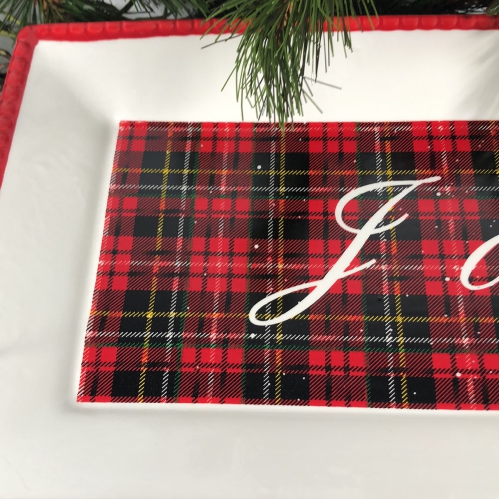 Plaid “Joy” Serving Platter Tray NWT Christmas Holiday Serving Tray Decor - Picture 9 of 14